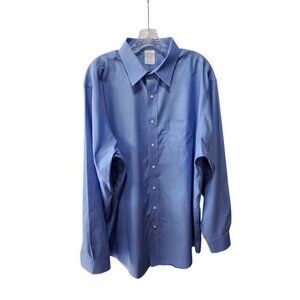 Brooks Brothers Madison Non-Iron Supima Cotton Dress Shirt 17.5-37 Blue
